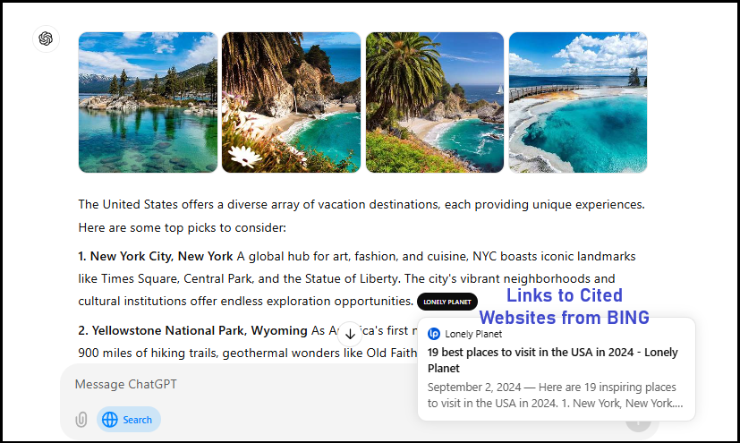 Bing Search Results in Chat GPT